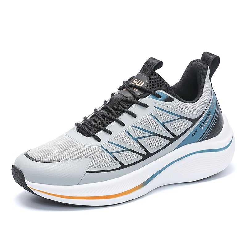 

JSWEI Амортизирующие нескользящие износостойкие мужские кроссовки для бега на длинные дистанции лоу-топ светло-серый черный, цвет Light Gray Black