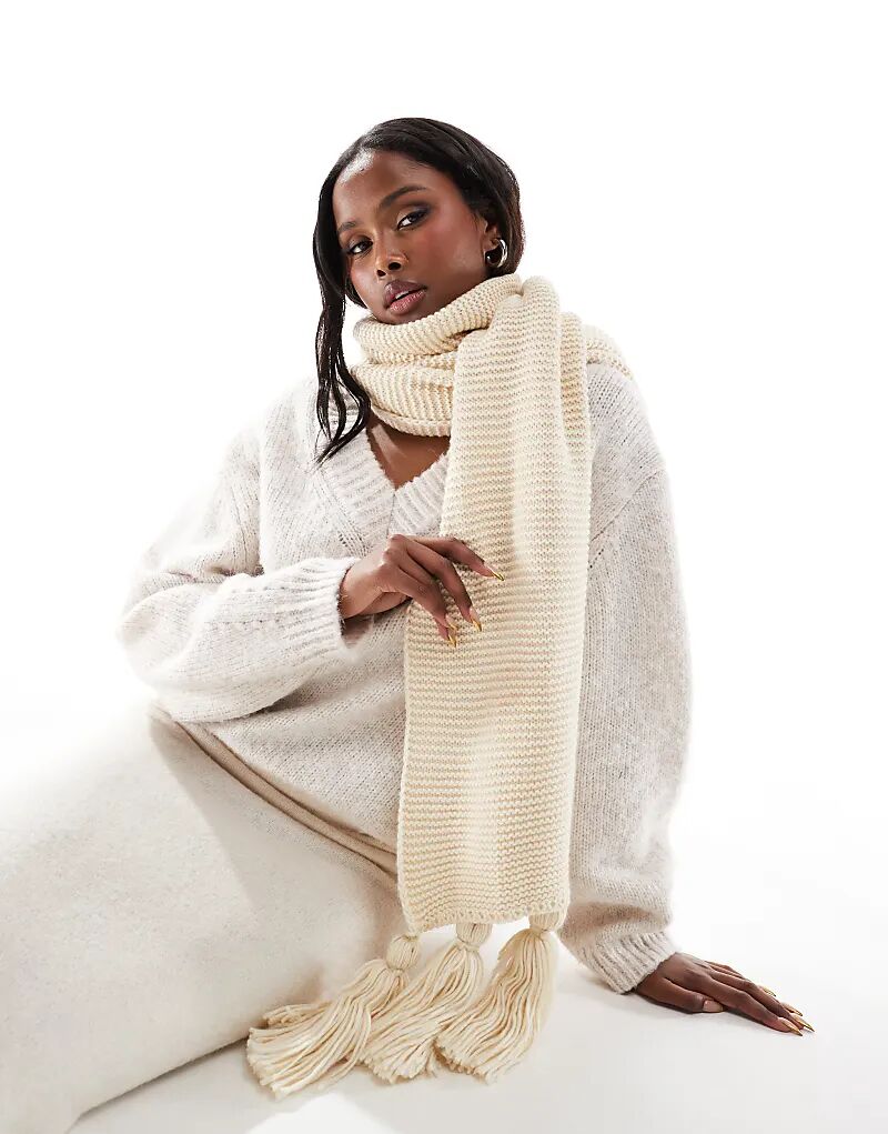 

French Connection – Шарф с бахромой бежевого цвета