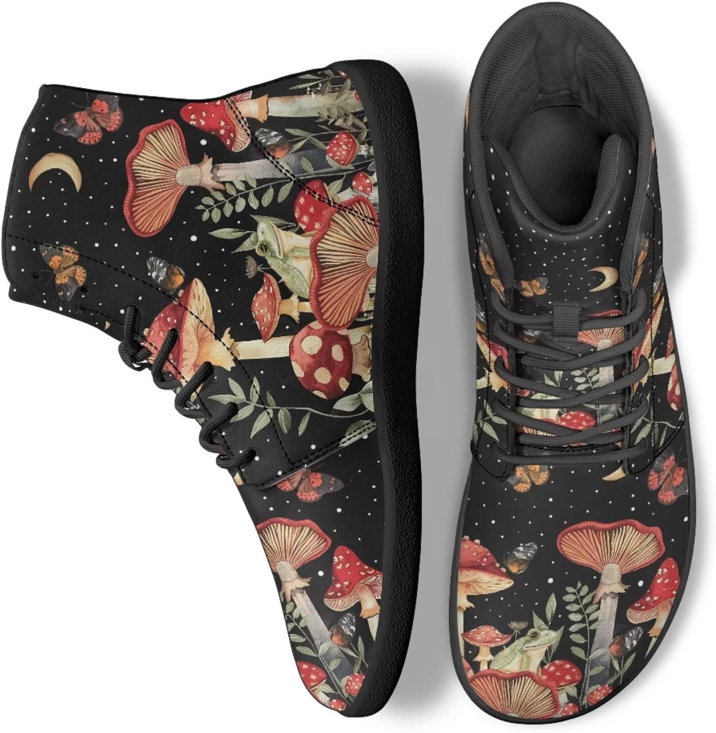 

Мужские и женские высокие кроссовки для ходьбы из ПУ-кожи, беговые спортивные кроссовки для улицы Ecaestolph, черный/красный