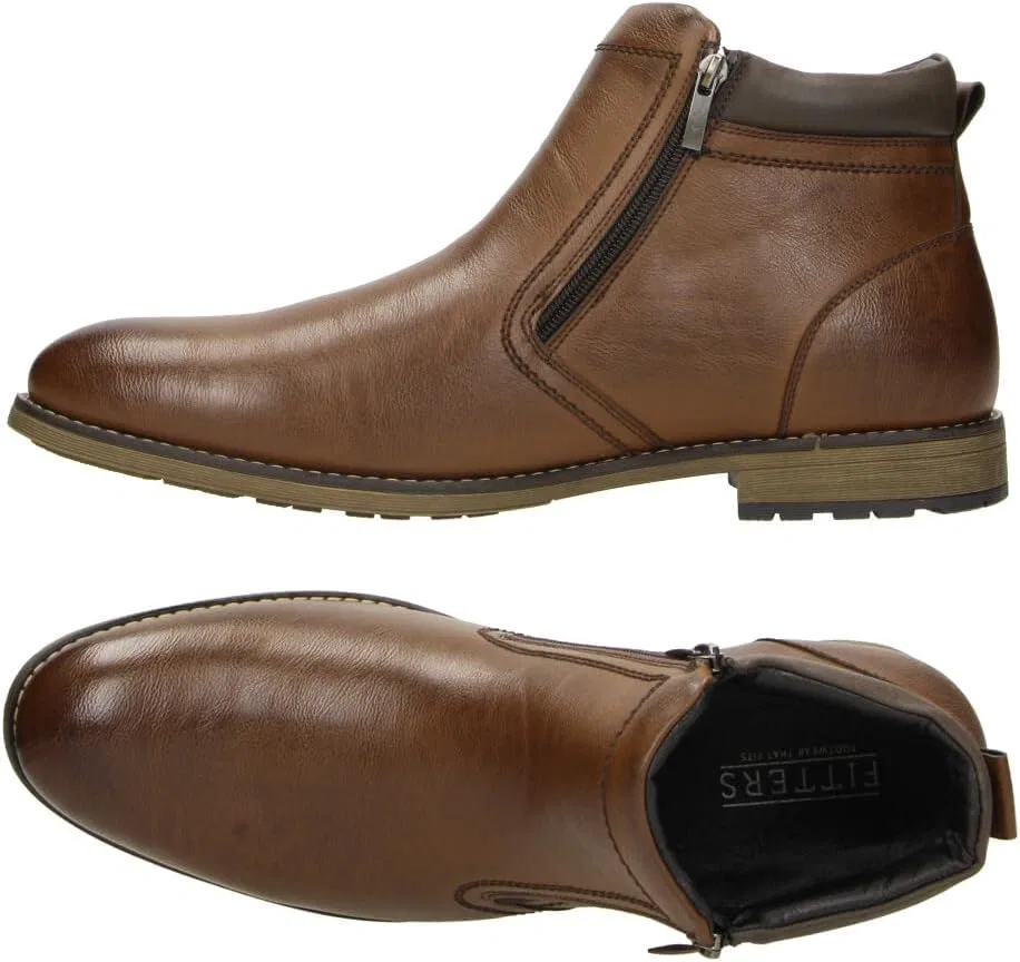 Fitters Footwear That Fits Мужские ботильоны Fitters Luke, теплые, на подкладке, больших размеров, на молнии, черные и коньячные / Мужская обувь больших размеров Luke, размеры 11 13 14 15 14 16 14 16 1 — фото 2