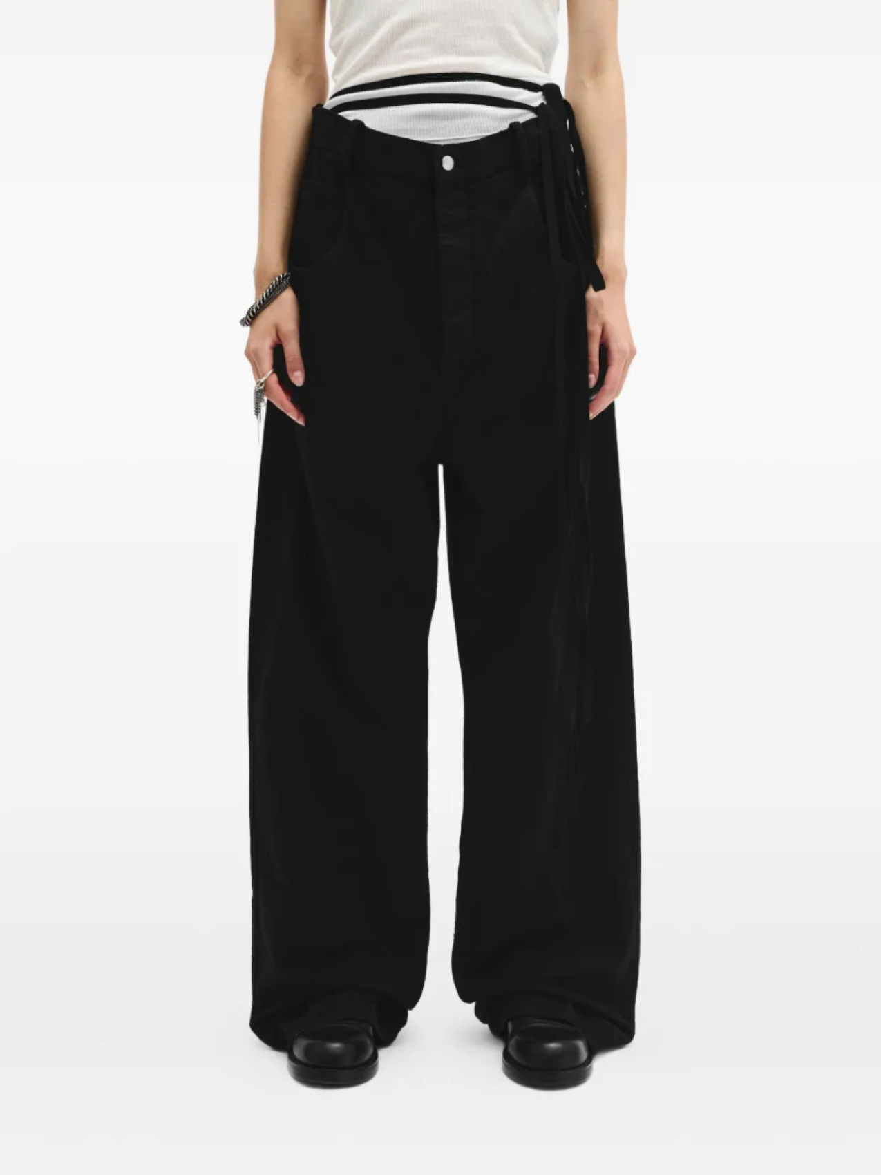 

Джинсы Ann Demeulemeester Kristel с пятью карманами и завязками, черный