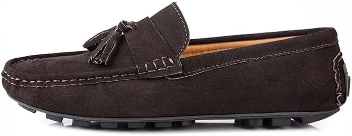 Лоферы, кожа нубук, Loafers for Men Round Toe, коричневый SayfuR — фото 2