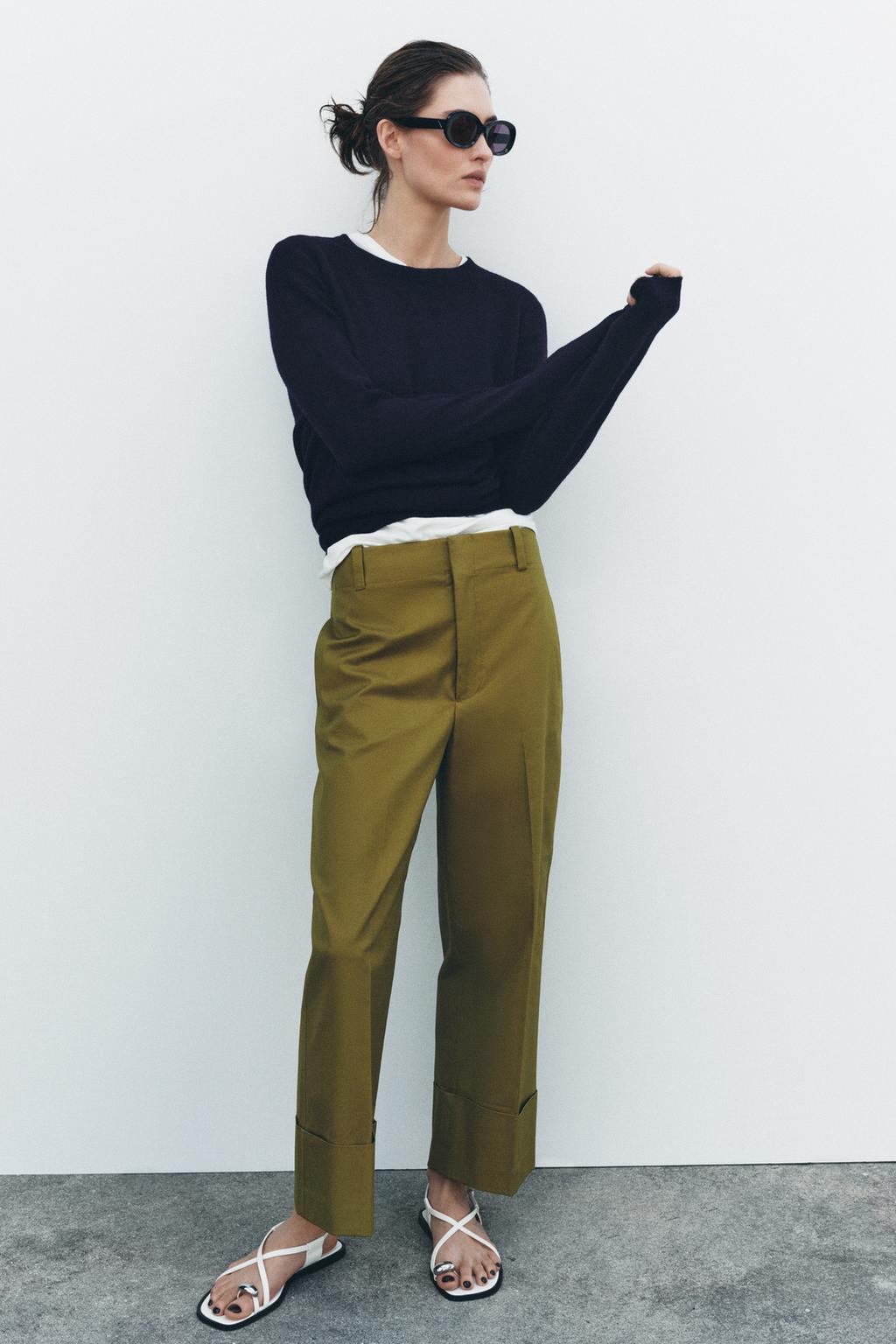 

Брюки - чинос ZARA, оливково-зеленый