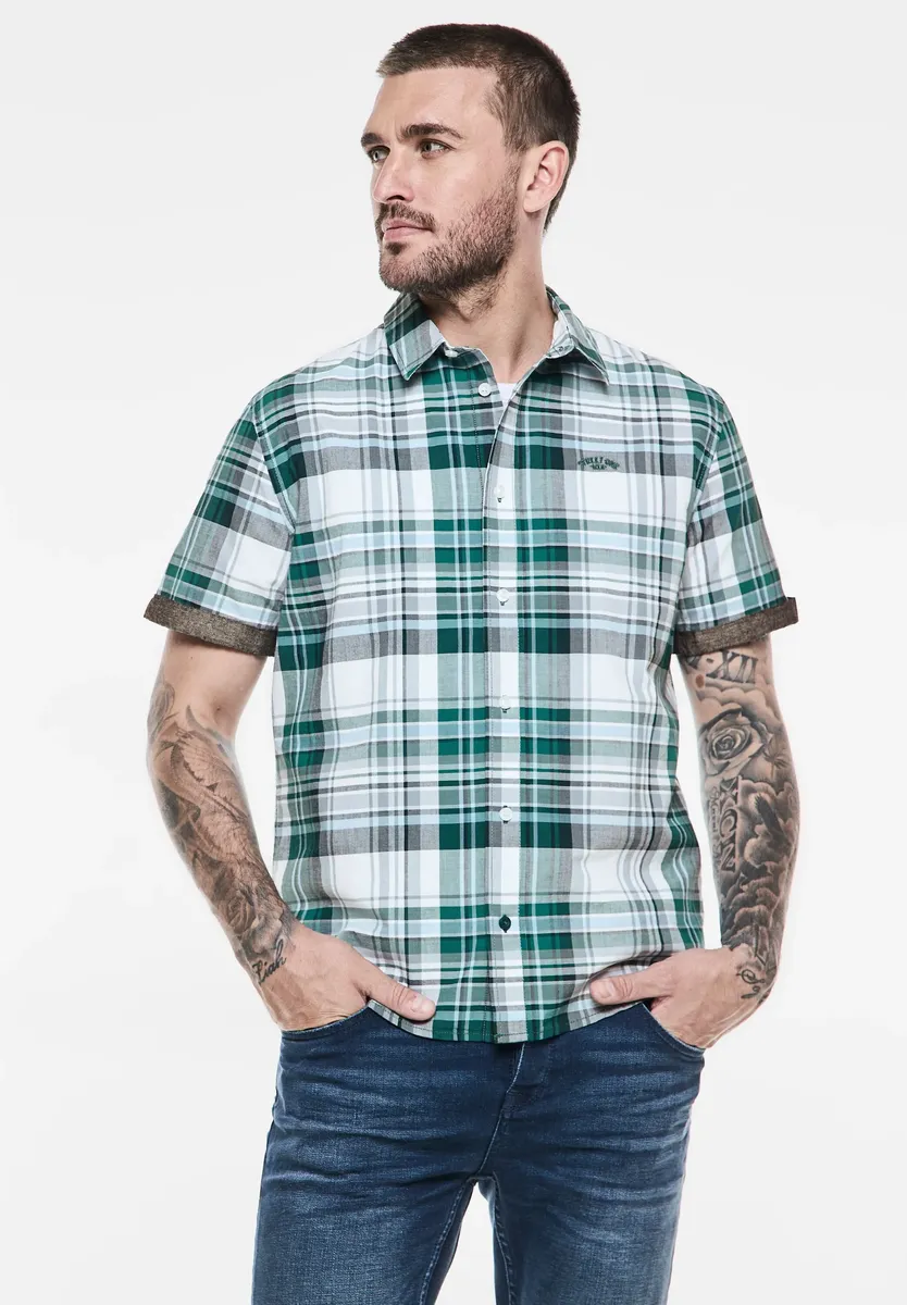 

Рубашка в клетку STREET ONE MEN из чистого хлопка, зеленый