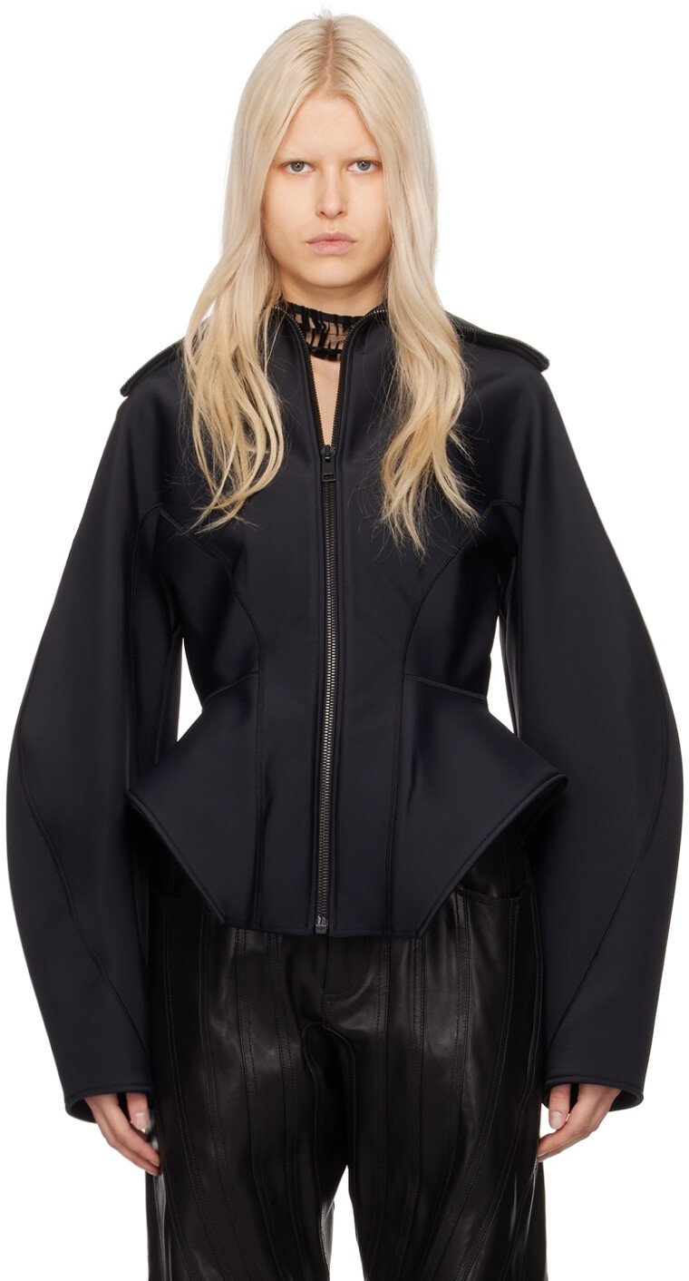 

Черная куртка с корсетом Mugler