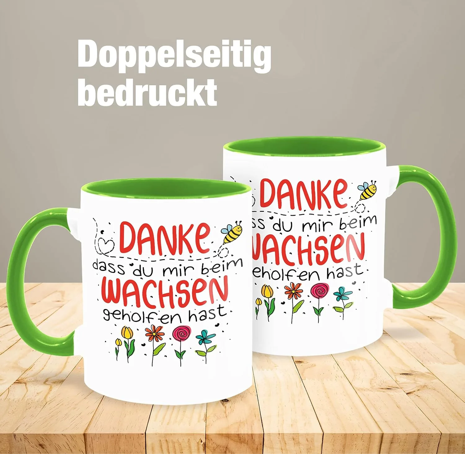 Кружка 325 мл – Danke dass du mir beim Wachsen gehelfen hast – Farewell Educator – Светло-зеленая – Подарок на выпускной из детского сада Shirtracer — фото 4