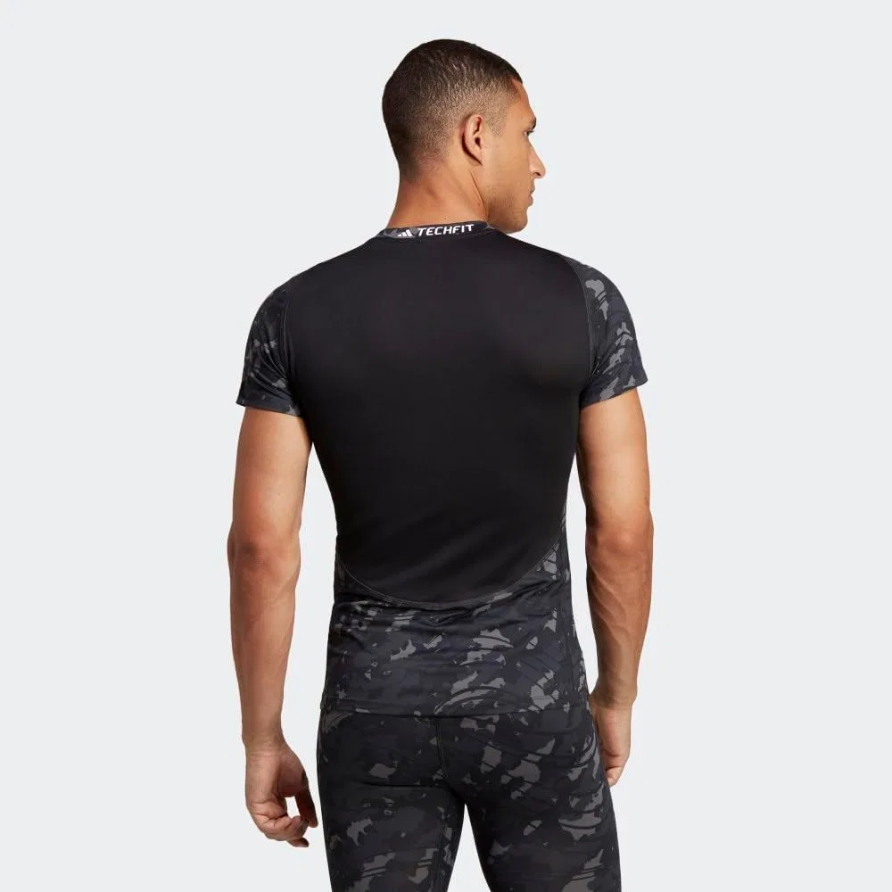 Футболка Adidas Techfit All Over Print, черный — фото 3