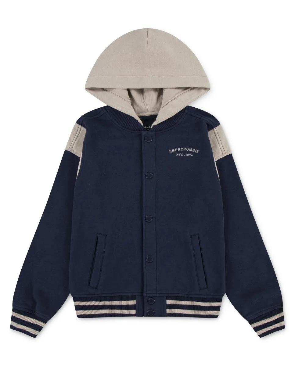 

Флисовая бомбер-куртка с капюшоном & Fitch для мальчика Abercrombie, синий