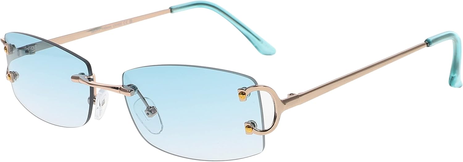 

Безупречные очки, маленькие узкие солнцезащитные очки без оправы, модные прямоугольные очки с тонированными линзами в стиле 90-х, без оправы, для женщин и мужчин FLAWLESS EYEWEAR, Teal