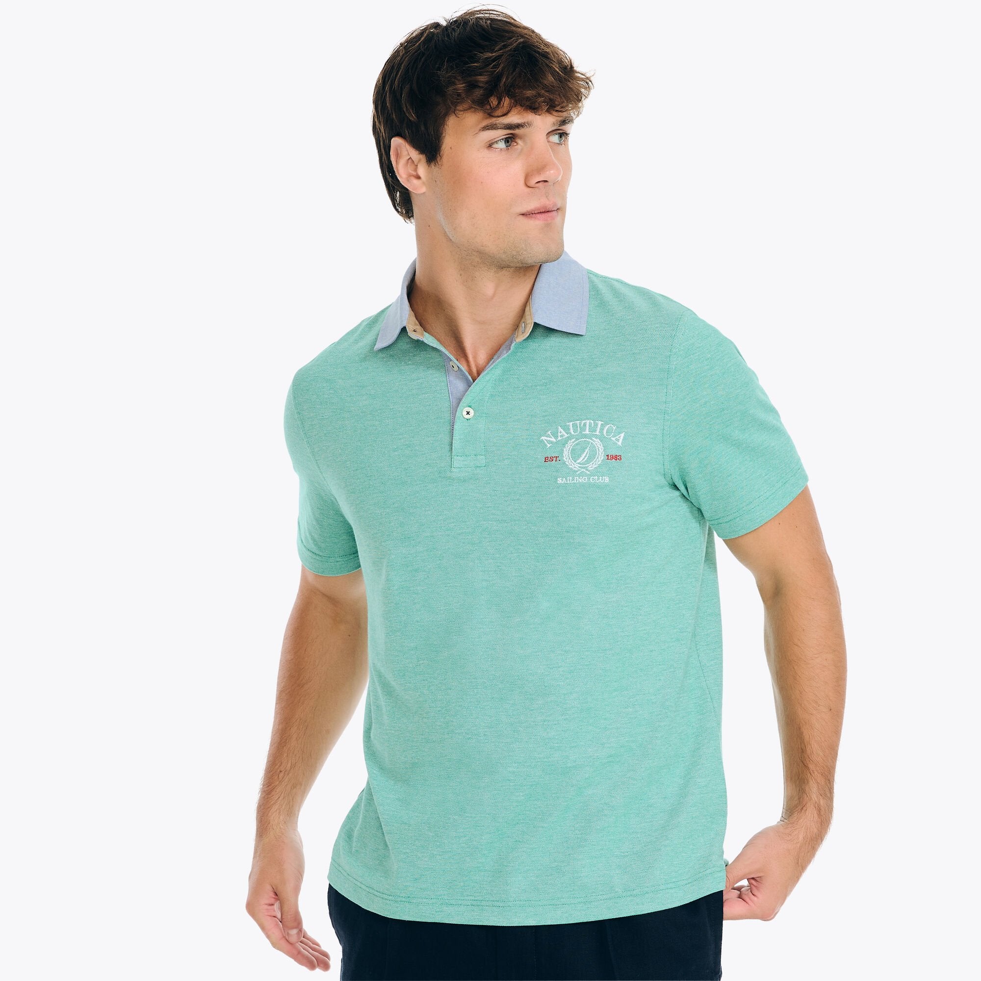 

Мужская классическая рубашка-поло Nautica Oxford, цвет pepper green