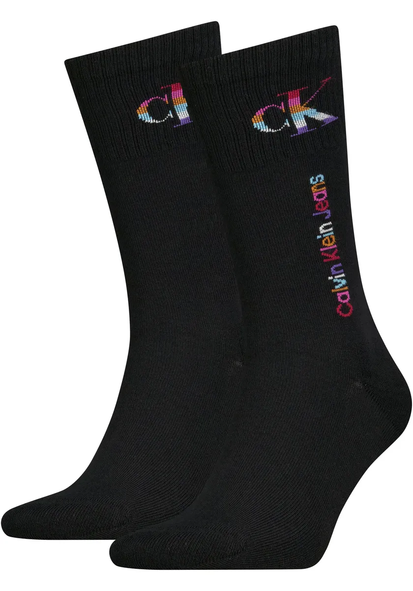 

Носки Calvin Klein Jeans (2 шт.) с радужным логотипом, черный