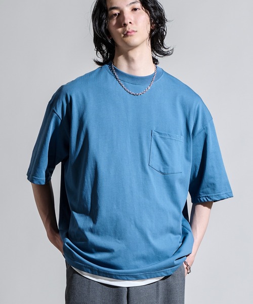 

Футболка трикотажная однотонная с широким силуэтом и карманом CALIFORNIA OUTFITTERS, синий