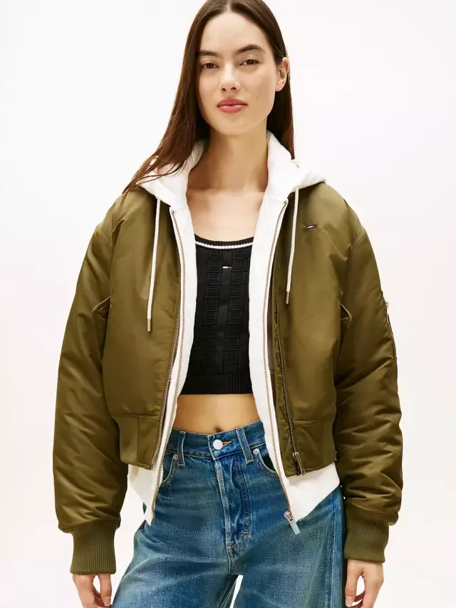 Базовая твиловая куртка-бомбер, цвет Тундра Олив Tommy Hilfiger