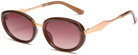 

Винтажные солнцезащитные очки 2027 года для женщин, овальные, с градиентным переходом цвета, защита от УФ-излучения UV400, для мужчин, в стиле панк MTZJH, Brown Red Tea