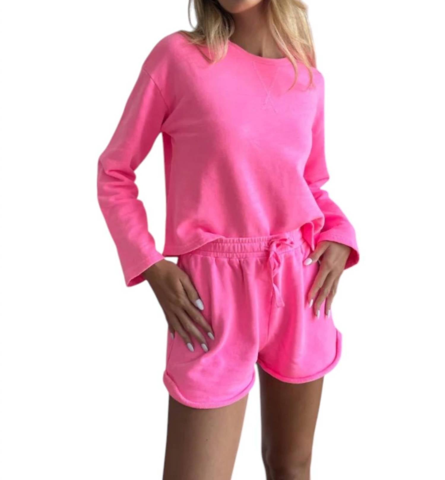 

Неоново-розовый оверсайз свитшот с широкими рукавами Bobi