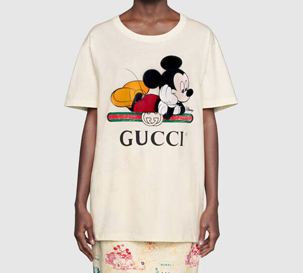 Футболка GUCCI x Disney Mickey Mouse Logo Short Sleeve, коллаборация, белый — фото 3