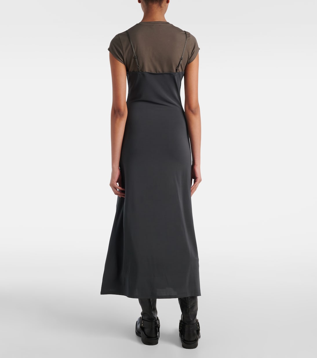 Платье миди из многослойного джерси Acne Studios, Grey/Anthracite — фото 3
