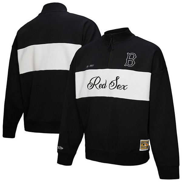 

Женский черный свитшот Boston Red Sox с молнией на четверть Mitchell & Ness