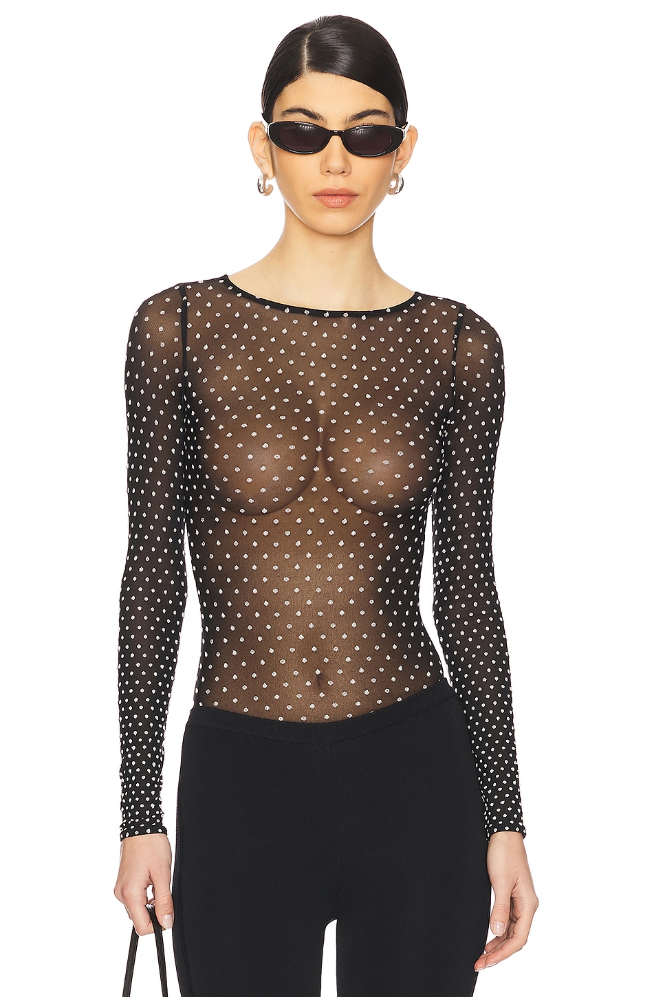 

Трикотажный боди в горошек Wolford, black & white