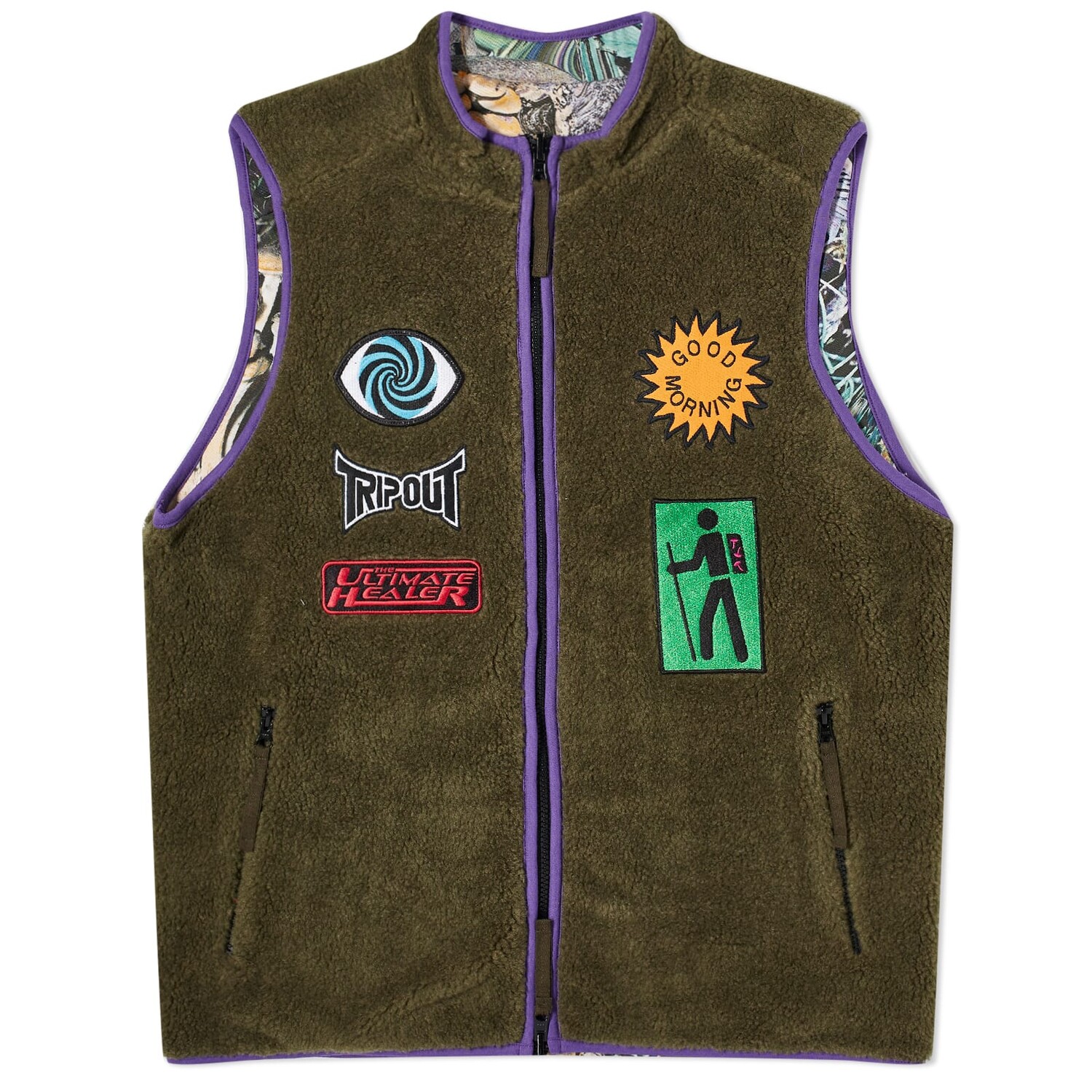 

Жилет Good Morning Tapes Reversible Polar Fleece Vest, цвет Moss & Shrooms