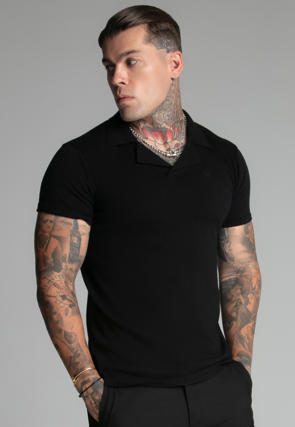

Рубашка поло REVERE COLLAR SIKSILK, черный