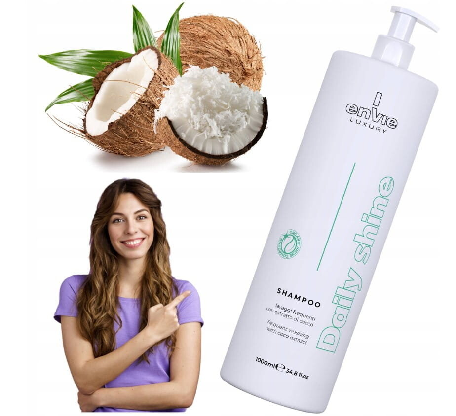 Envie Luxury Shampoo Daily Shine, Увлажняющий шампунь для волос с кокосом, 1000мл — фото 3