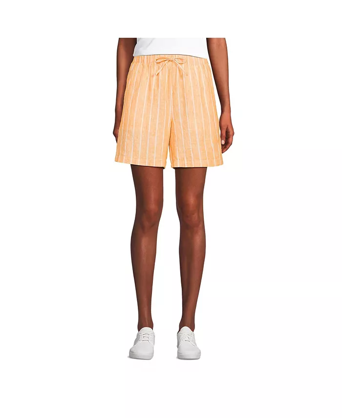 

Женские льняные шорты с высокой посадкой на резинке, длина 7" Lands' End, оранжевый