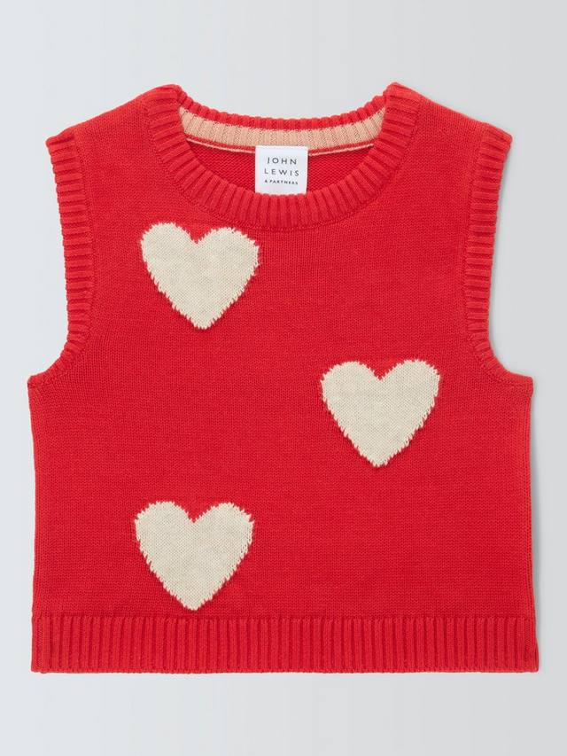 

Детский жилет с сердечками вязаный John Lewis, Red