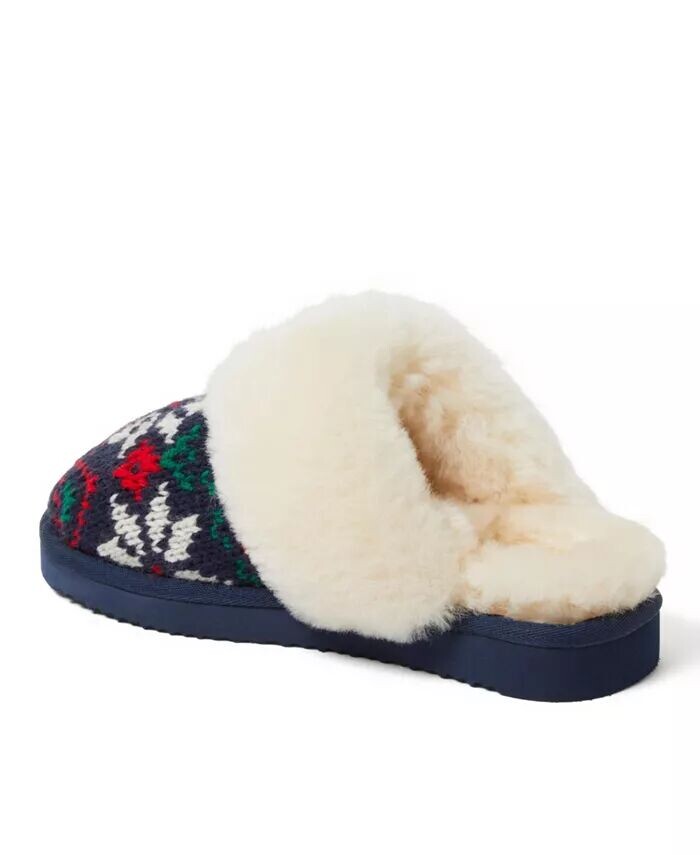 Женские тапочки Sydney Holiday Fair Isle из натуральной овчины Dearfoams, синий — фото 3