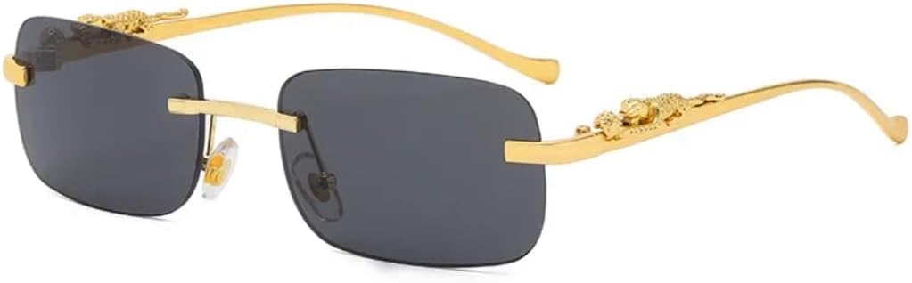 

Винтажные солнцезащитные очки без оправы для женщин и мужчин, роскошные, популярные, для путешествий и вождения, металлические, с леопардовым принтом, защита от УФ-излучения UV400 TVTBBVV, Gold Black