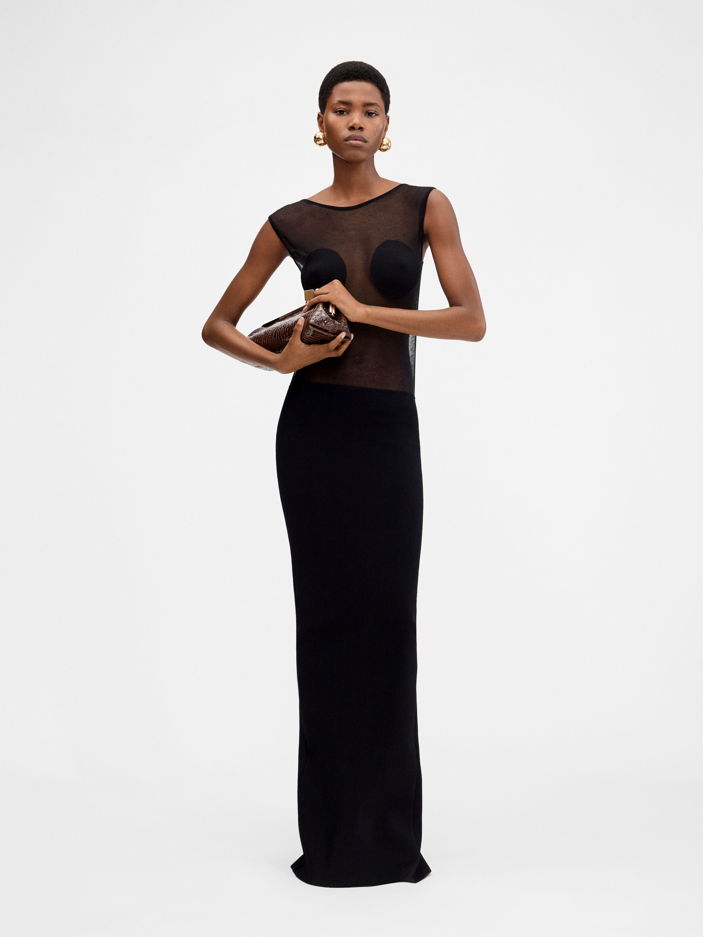 

Прозрачное платье в технике интарсия JACQUEMUS The Platano dress, черный