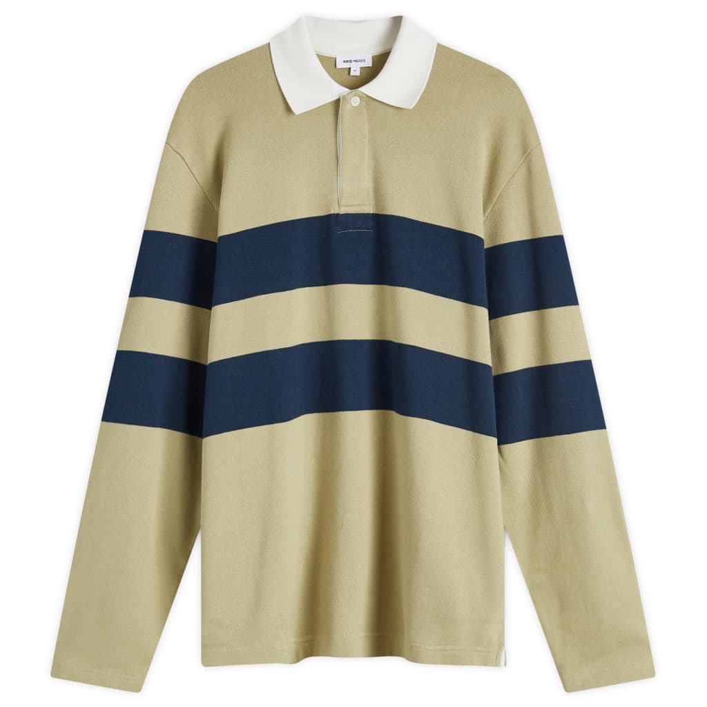 

Рубашка-поло в рубчик с начесом Norse Projects, цвет elm