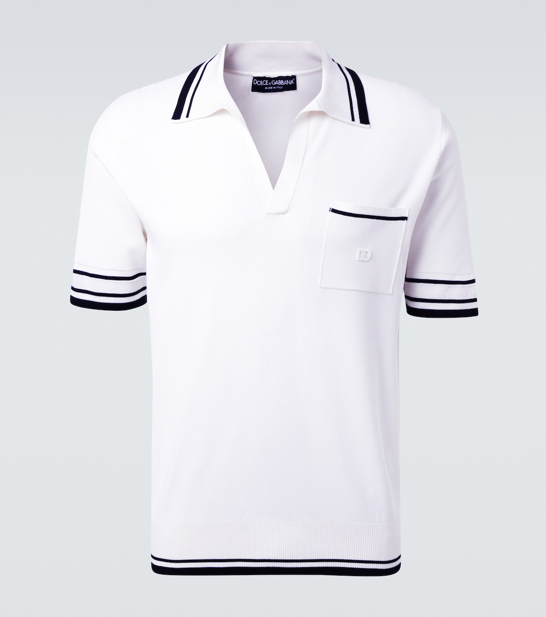 

Поло из смесового шелка Dolce&Gabbana, BIanco Ottico