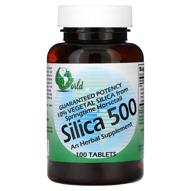 

World Organic, Диоксид кремния 500, 50 мг, 100 таблеток