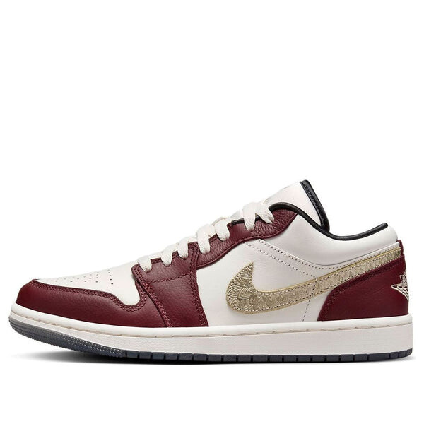Кроссовки (WMNS) Air Jordan 1 Low SE 'Chinese New Year', цвет sail/metallic gold grain/dark team red/dark smoke grey/dark team red