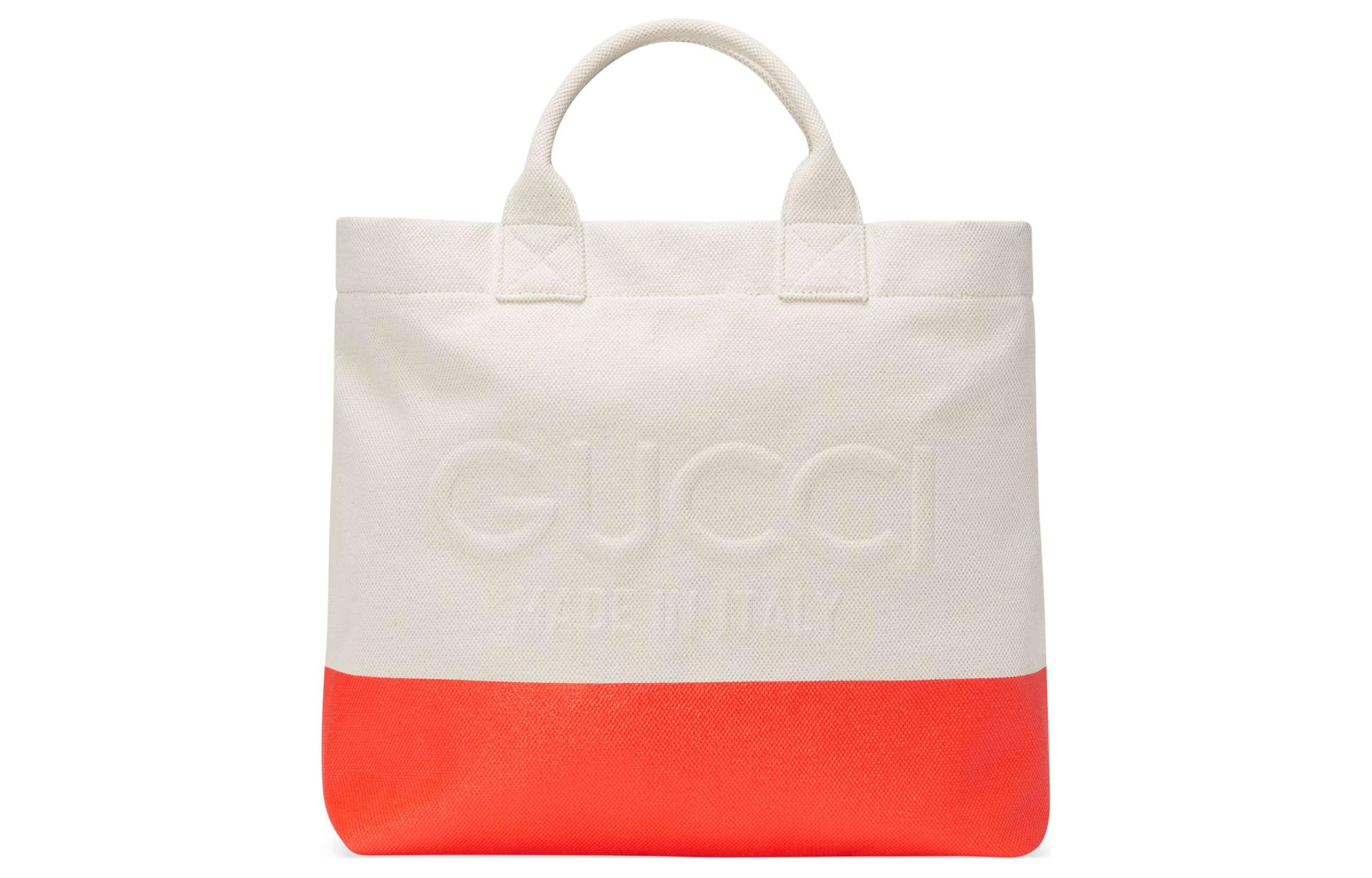 

GUCCI Натуральная холщовая сумка шопер через плечо ручная холщовая мужская бело-оранжевая