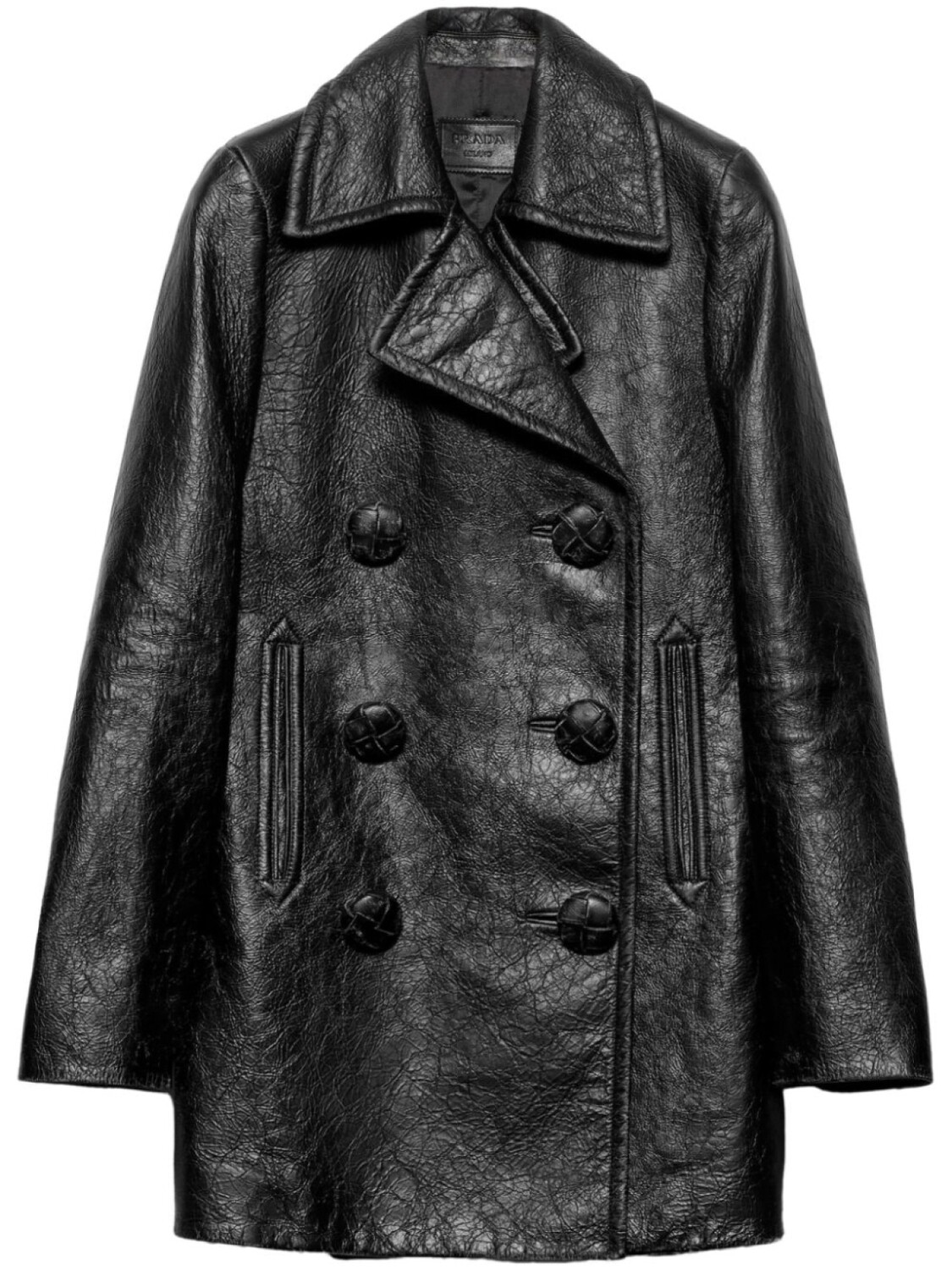 

Кожаное пальто Prada, черный