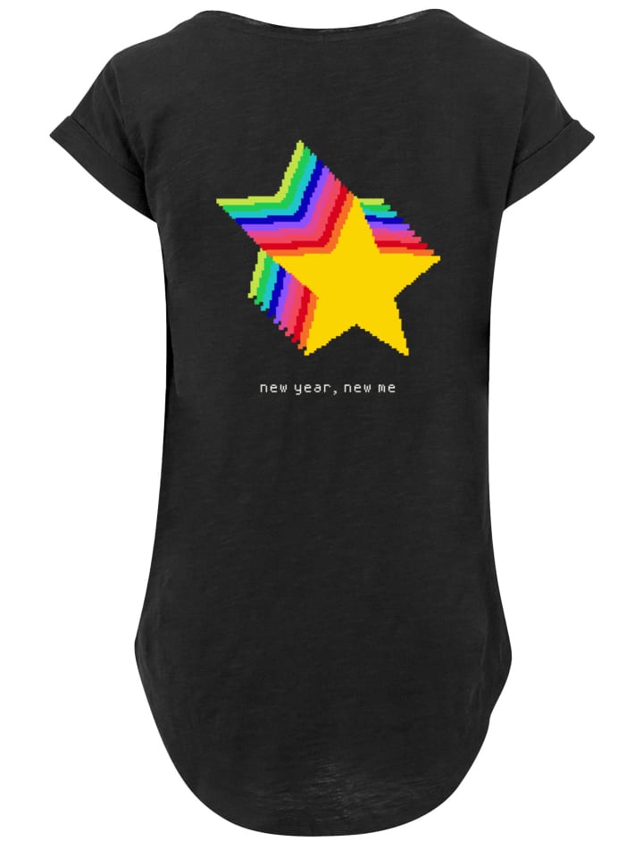 

F4NT4STIC Удлиненная футболка Silverster Party Happy People Only, черного цвета, Черный, F4NT4STIC Удлиненная футболка Silverster Party Happy People Only, черного цвета