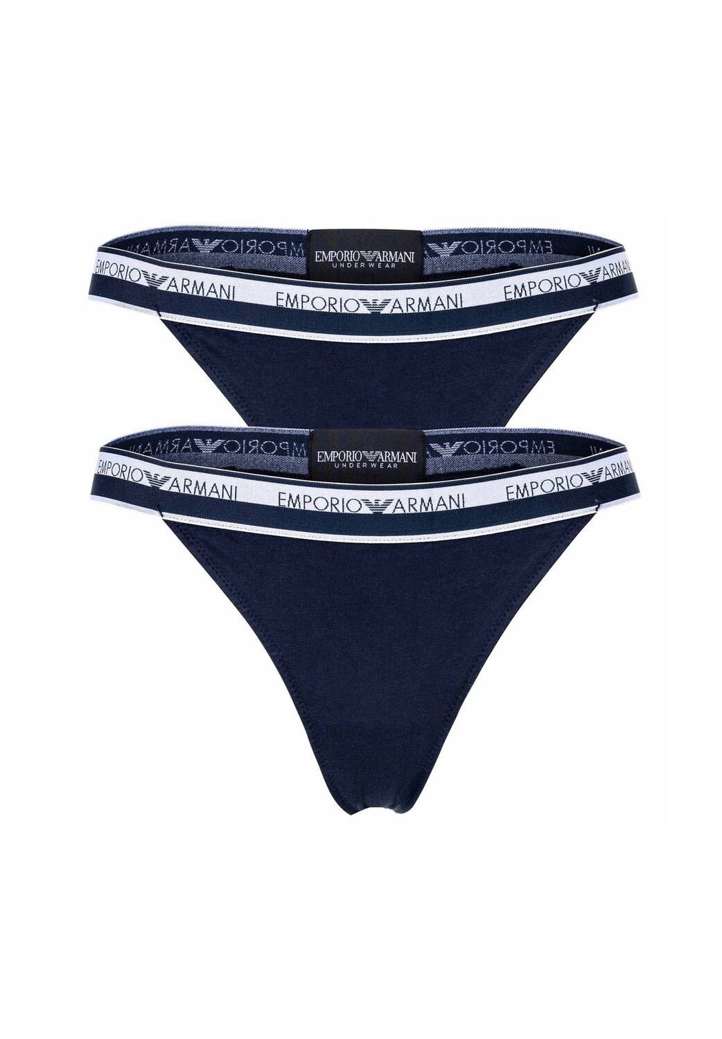 

Женские стринги, 2 шт. - ICON LOGOBAND, Т-образные стринги, хлопок стрейч EMPORIO ARMANI, цвет Marine