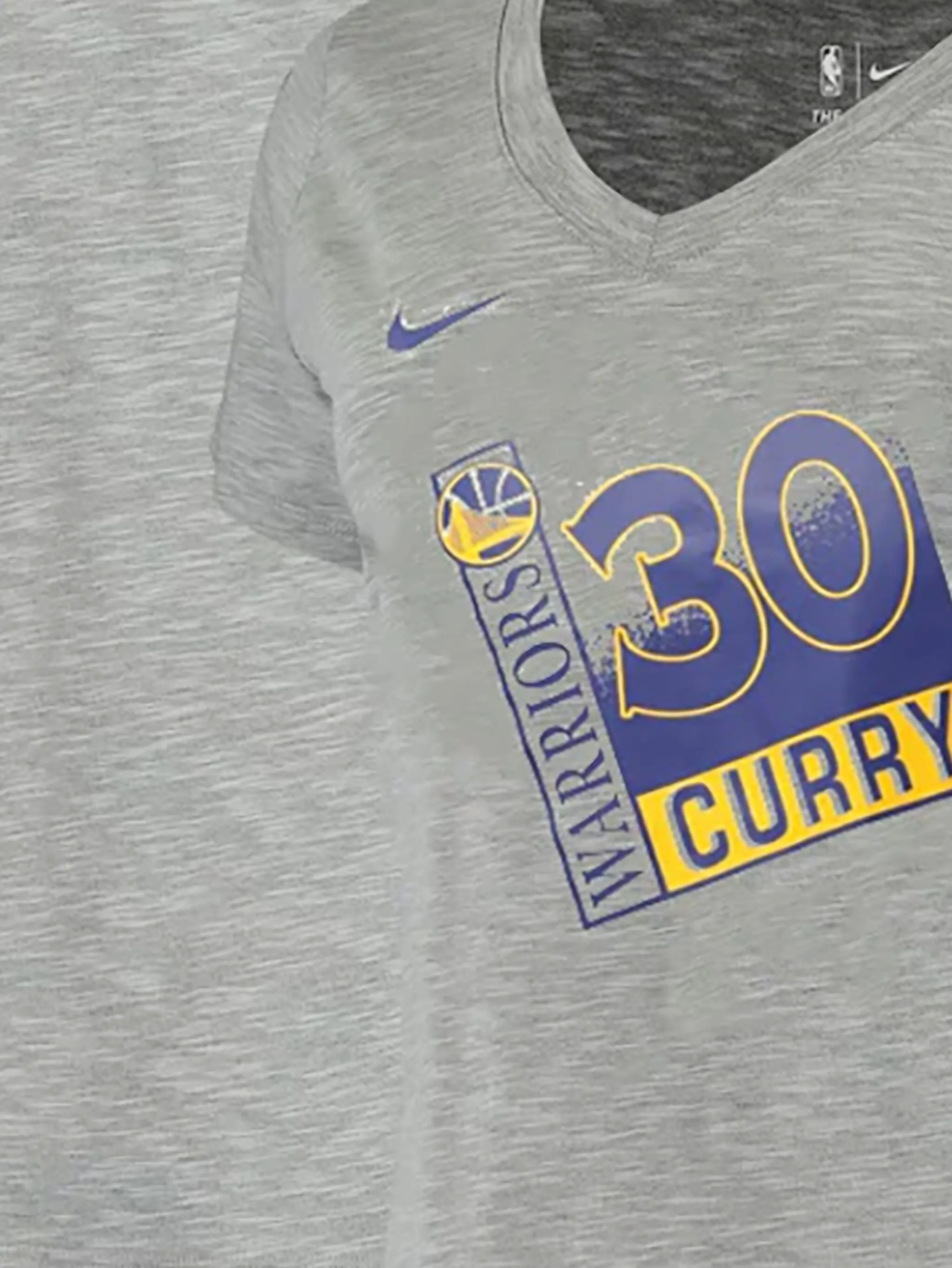 Футболка NBA GSW Esteph Curry с V-образным вырезом Nike, серый — фото 2