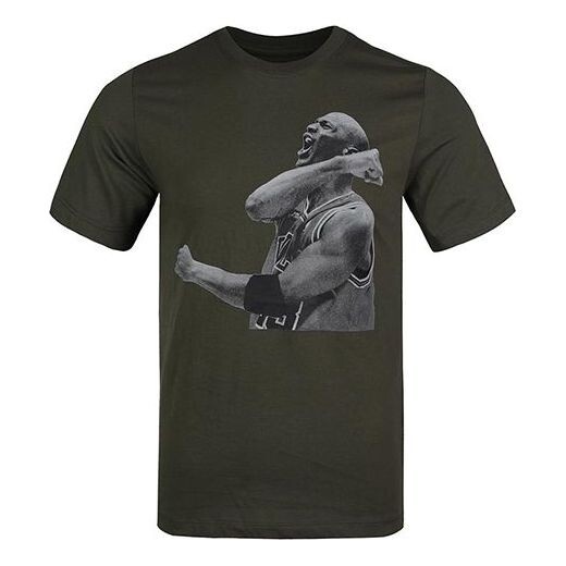 

Футболка рукав дышащий круглый вырез Air Jordan, зеленый