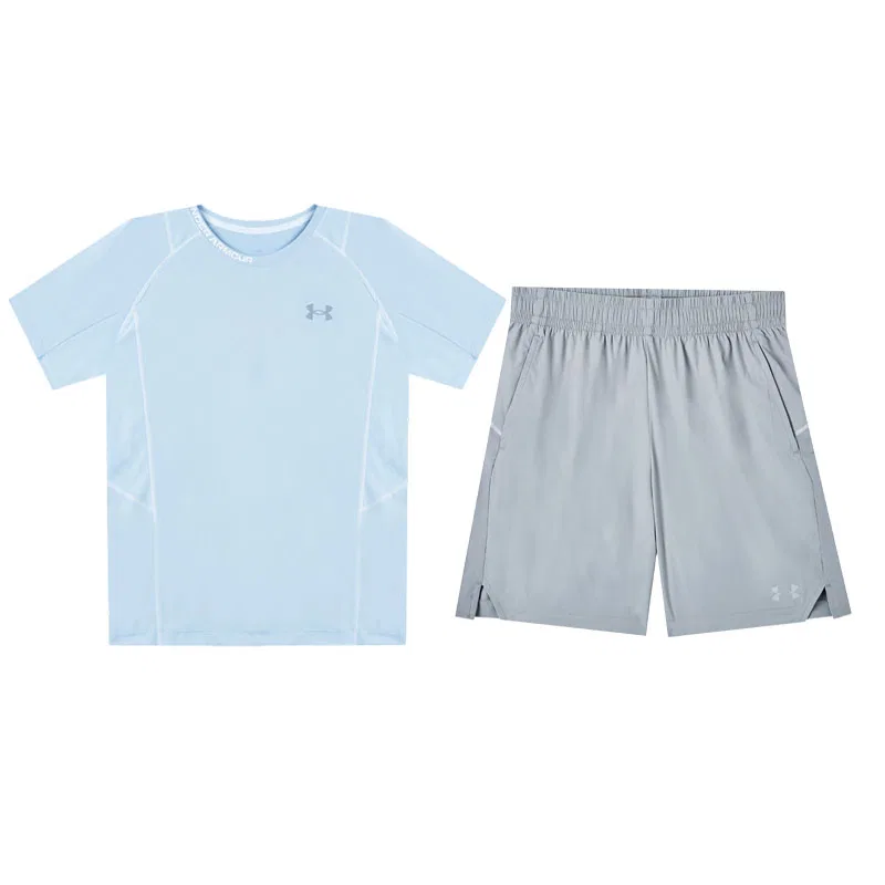 Костюм спортивный подростковый Under Armour светло-голубая футболка + серые шорты