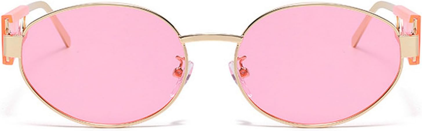 

Ретро-солнцезащитные очки-пилот в металлической оправе, овальные, для женщин и мужчин, винтажные круглые солнцезащитные очки, роскошные очки в стиле 90-х с зелеными линзами, мужские панк-очки mincl, Light Pink