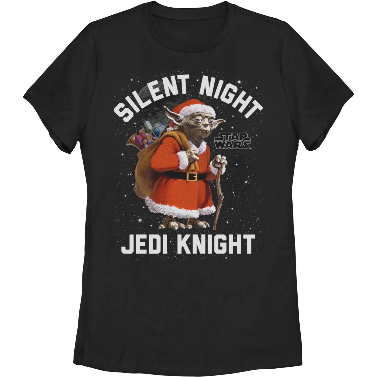 

Детская футболка с рисунком Star Wars Silent Knight Yoda Holiday Star Wars, черный