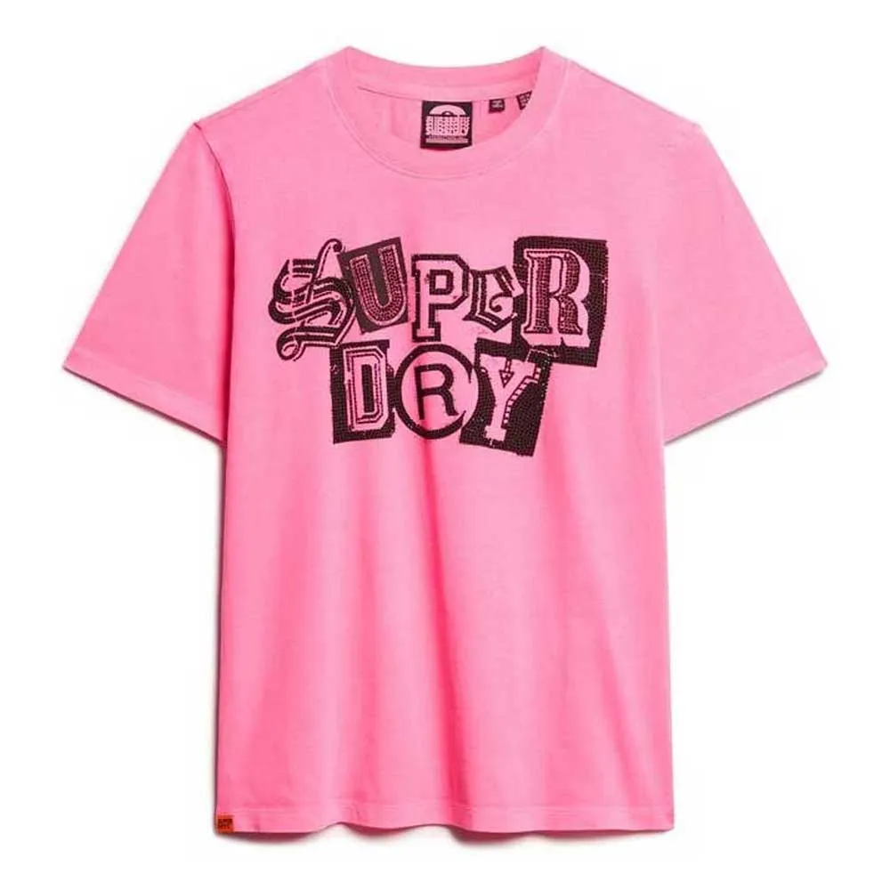 

Футболка с коротким рукавом Superdry Punk Poster Relaxed, розовый