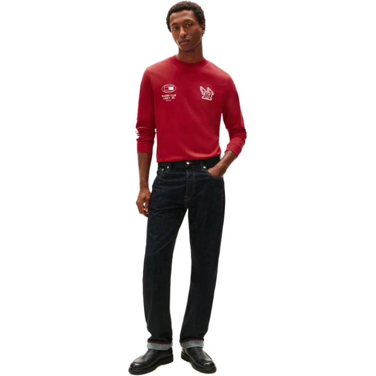 Tommy Hilfiger Мужские футболки с круглым вырезом, красные — фото 4