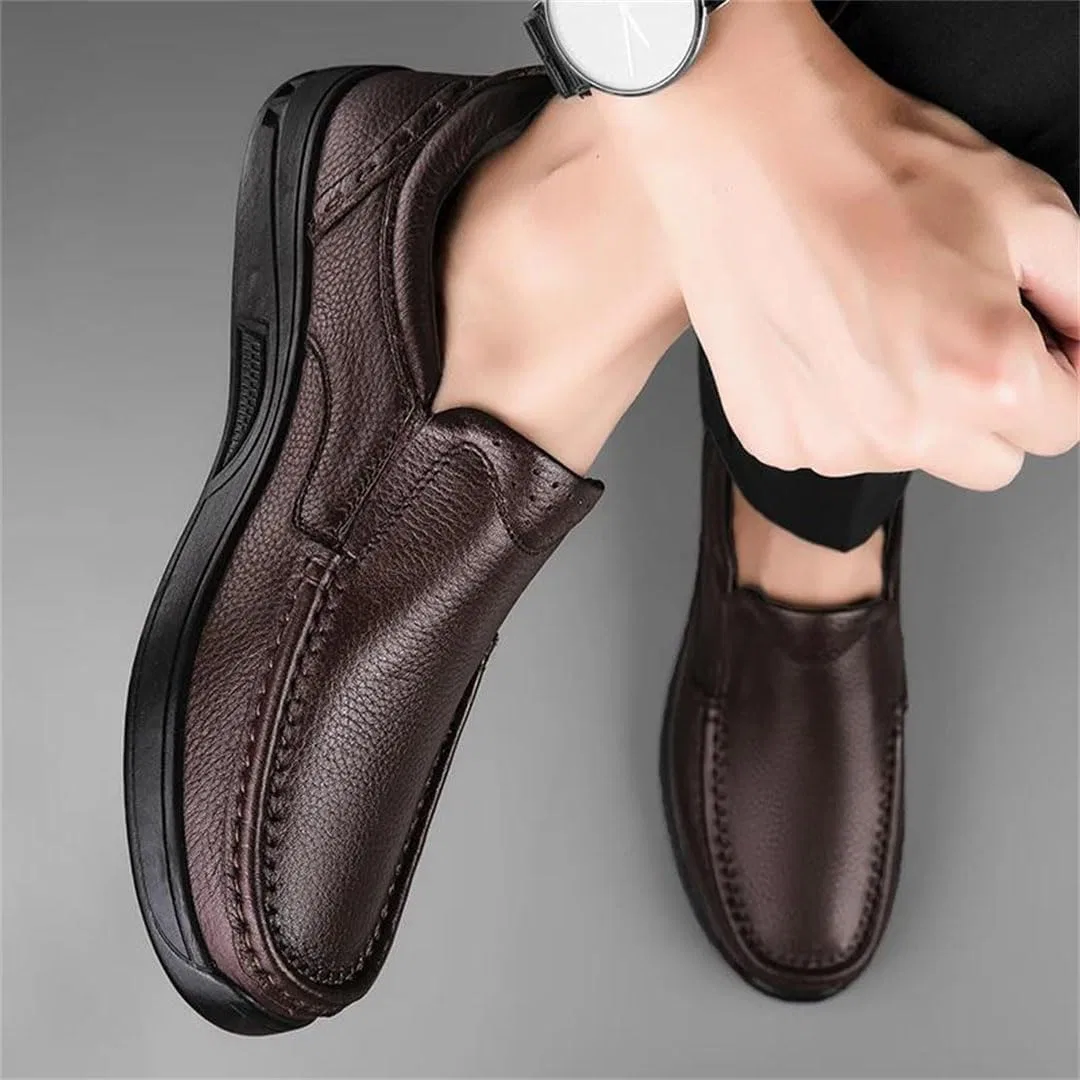 Лоферы кожаные Men's Genuine Leather Loafers Black — фото 3