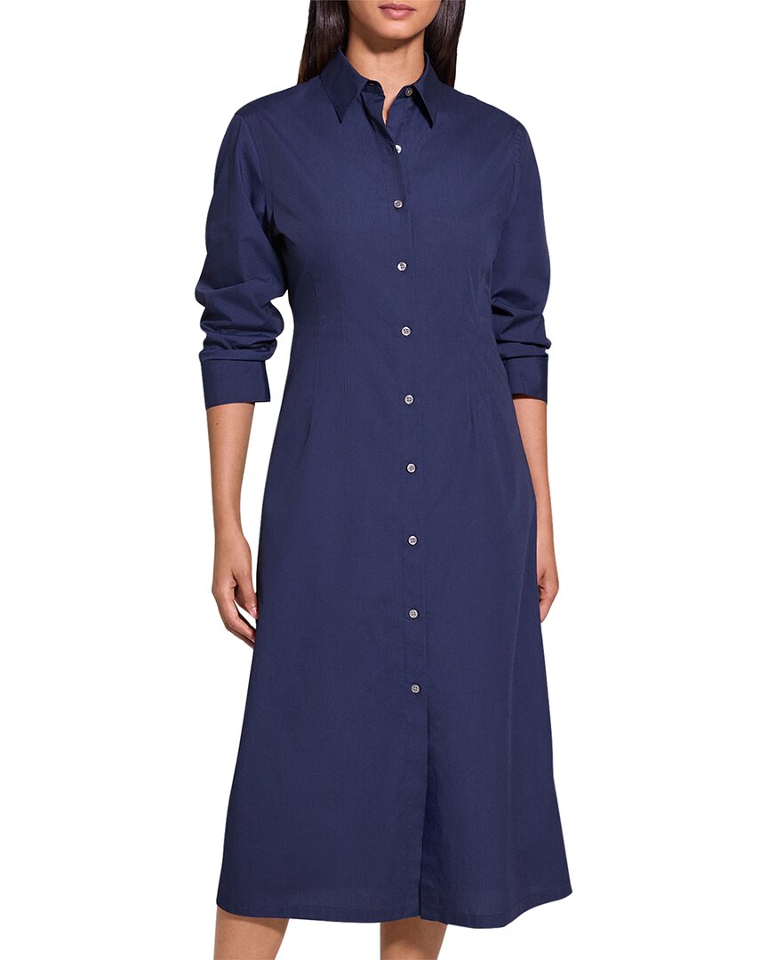 

Теория Поплиновое платье с фиксированными рукавами Theory, синий