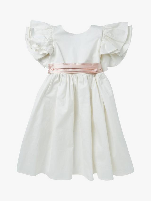 Детское платье для подружек невесты Sylvie с рюшами на рукавах Angel & Rocket, Ivory/Pink — фото 3