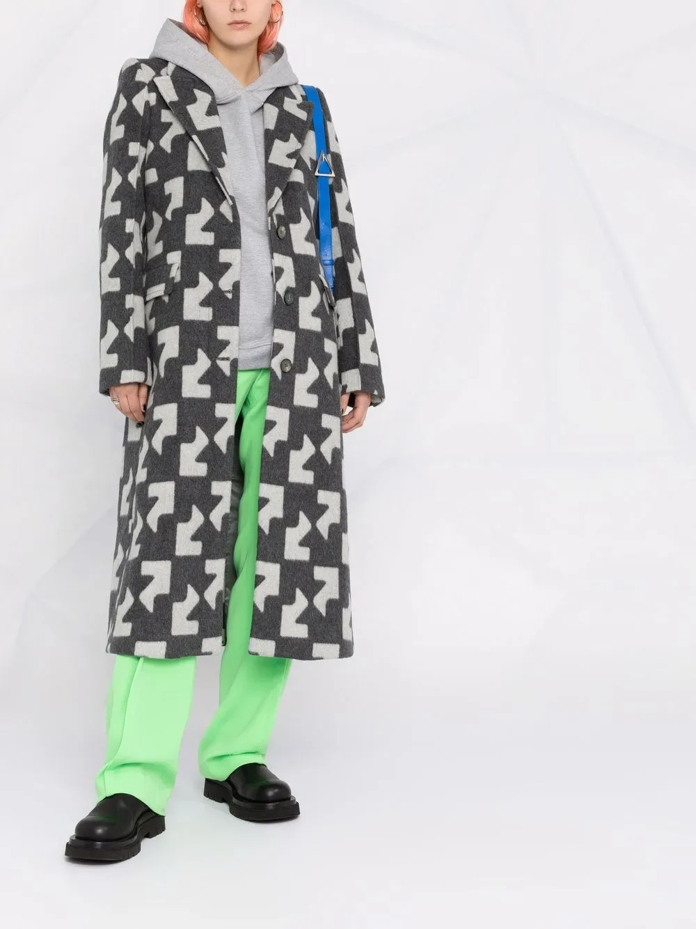 Пальто с геометричным узором OFF-WHITE, серый — фото 2
